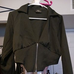 MILK & HONEY long sleeve black corset blouse